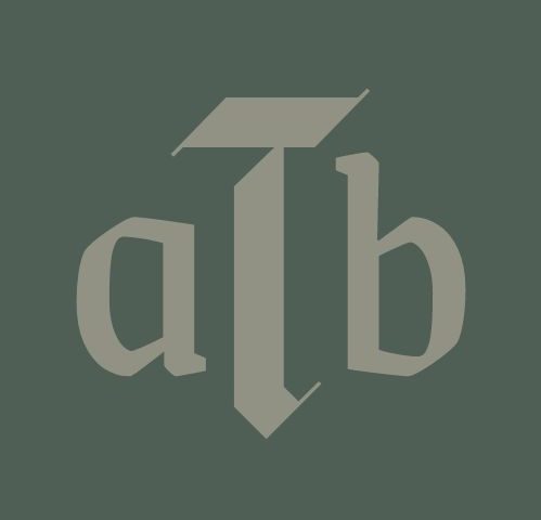 ATB logo, green background with light gothic lettering