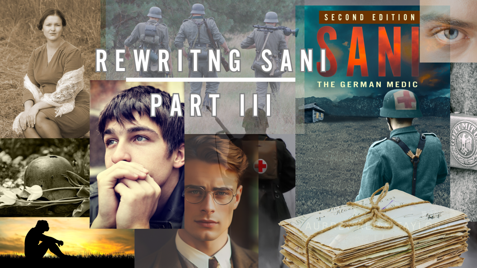 Collage of images representing the book Sani: The German Medic by Aubrey Reiss Taylor