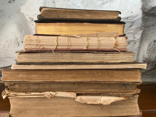 Stack of antique books